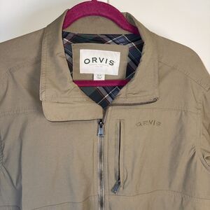 Orvis Full Zip Lightweight Jacket Mens Size M Dark Taupe Casual Pockets Classic